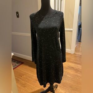 LOFT Black sweater dress with cut out detail at neckline/ shoulder.